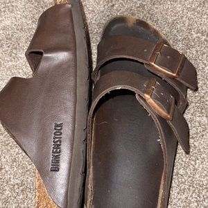 Brown leather Birkenstocks